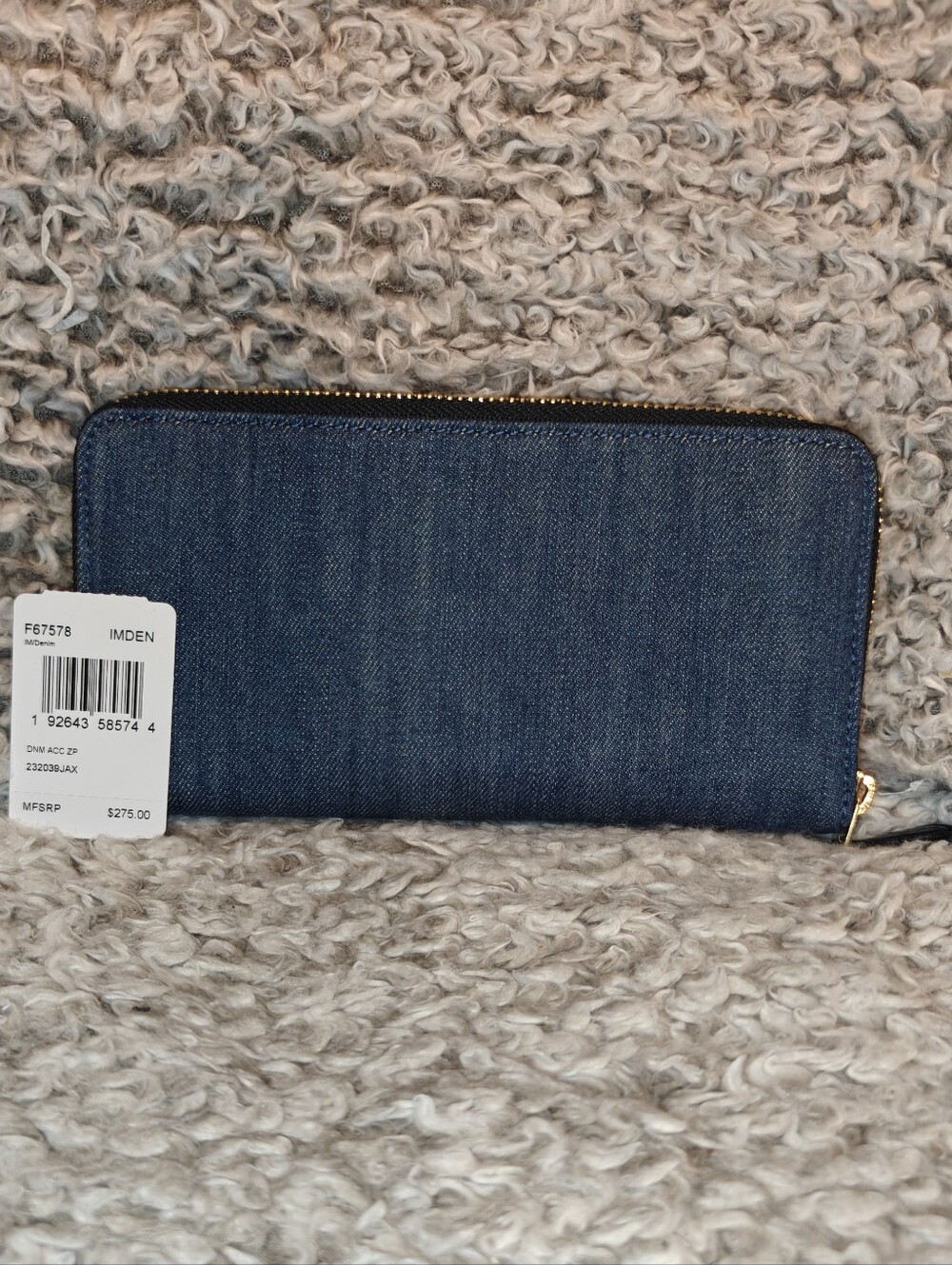 COACH DENIM & NAVY LEATHER ZIP WALLET - Picture 3 of 6
